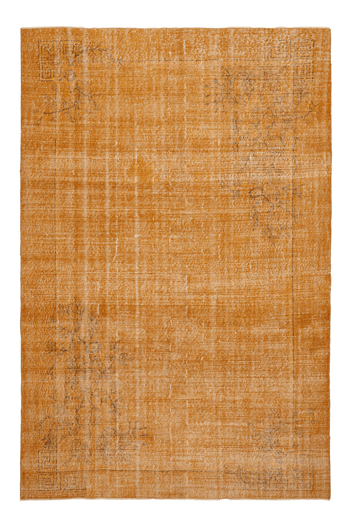 Vintage Isparta Turkish Area Rug 7x10 ft — Orange Overdyed