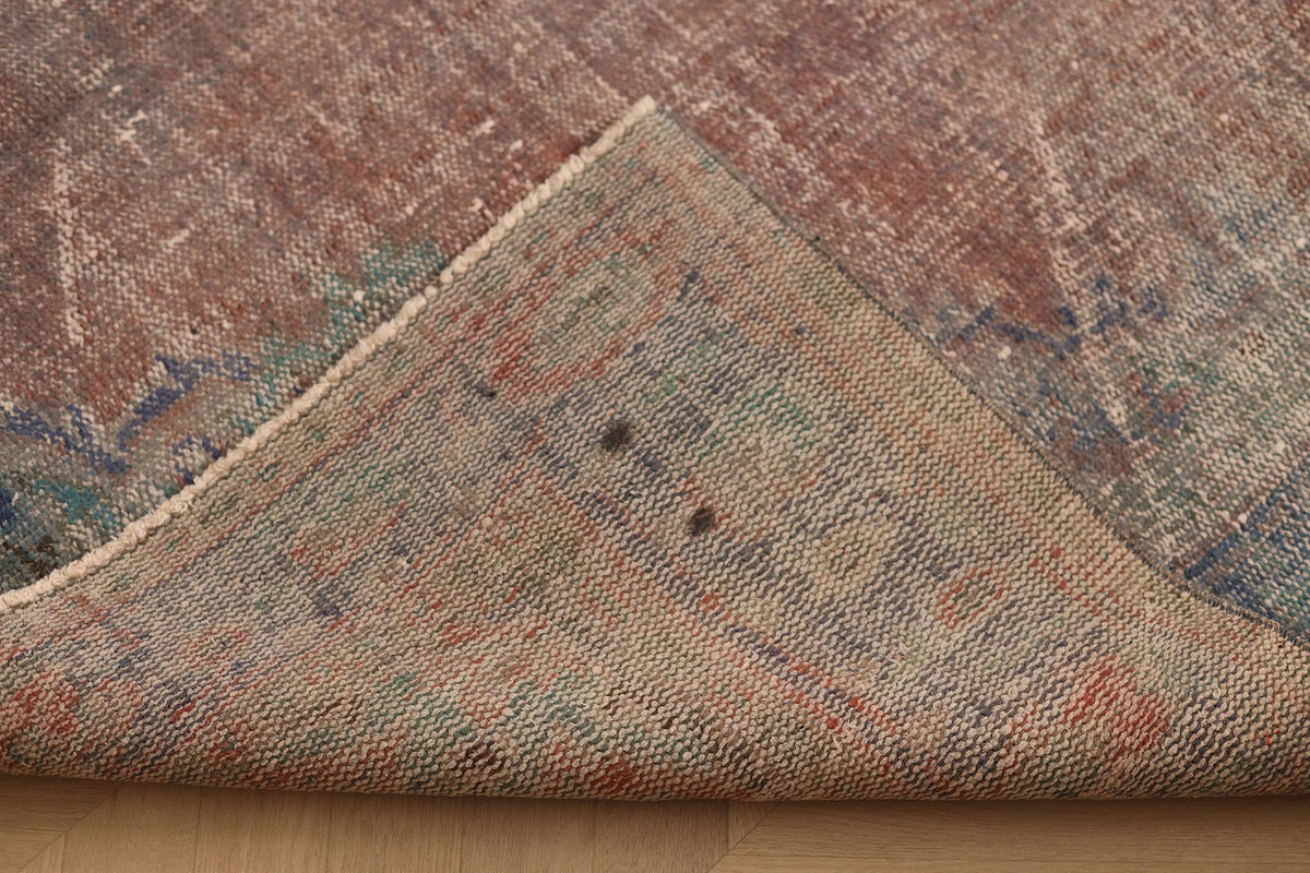 Vintage Isparta Turkish Area Rug 6x9 ft — Red & Blue Floral