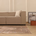 Vintage Isparta Turkish Area Rug 5x9 ft — Brown & Beige Floral