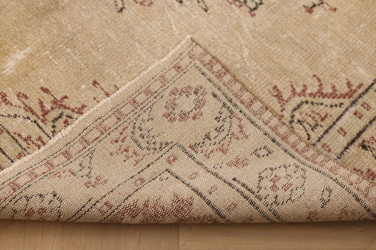 Vintage Isparta Turkish Area Rug 6x9 ft — Beige & Brown Floral