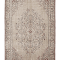 Vintage Isparta Turkish Area Rug 6x9 ft — Beige & Brown Floral
