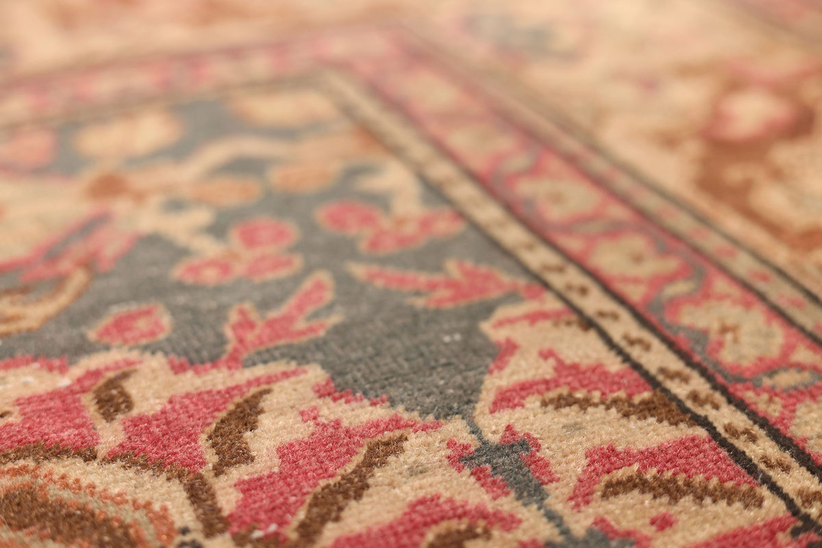 Vintage Isparta Turkish Area Rug 6x9 ft — Blue & Brown Floral