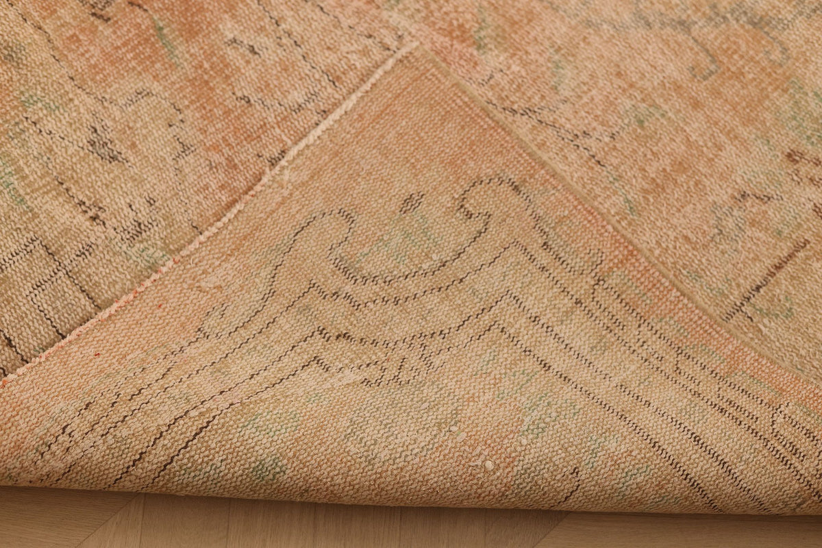 Vintage Isparta Turkish Area Rug 6x9 ft — Beige & Brown Floral