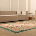 Vintage Isparta Turkish Area Rug 7x10 ft — Beige & Green Floral