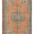 Vintage Isparta Turkish Area Rug 6x9 ft — Orange & Blue Distressed