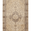 Vintage Isparta Turkish Area Rug 5x8 ft — Beige & Brown Floral