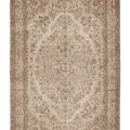 Vintage Isparta Turkish Area Rug 6x7 ft — Beige & Brown Floral