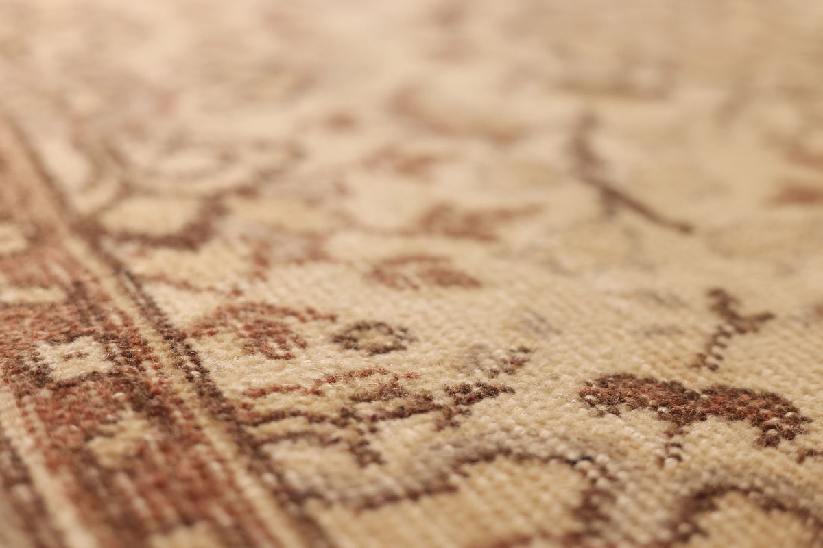 Vintage Isparta Turkish Area Rug 5x9 ft — Beige & Brown Floral
