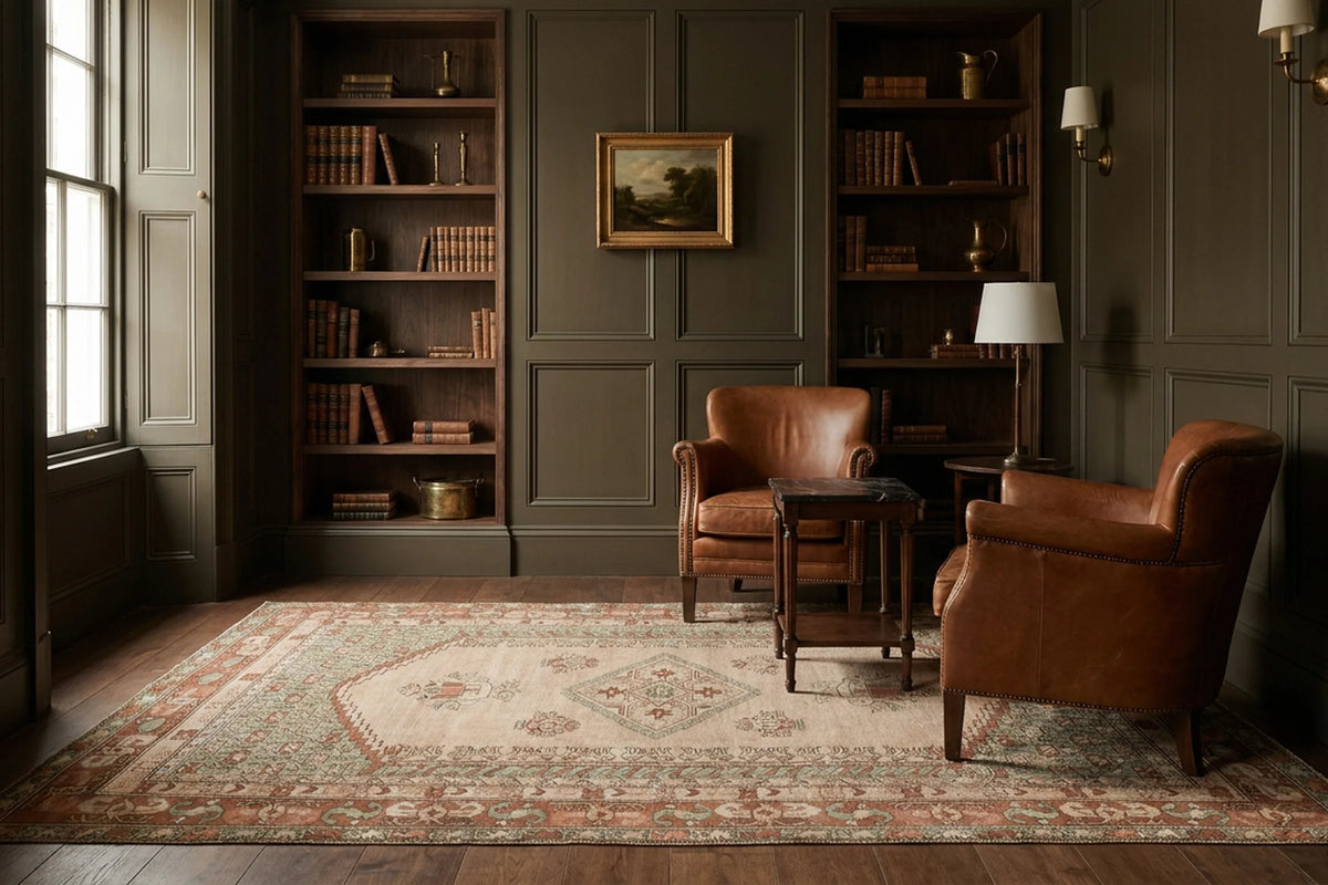 Vintage rug in a styled room