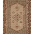Vintage Uşak Turkish Area Rug 6x10 ft — Beige & Green Geometric