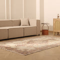 Vintage Isparta Turkish Area Rug 6x9 ft — Beige & Gray Floral
