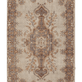 Vintage Isparta Turkish Area Rug 6x9 ft — Beige & Gray Floral
