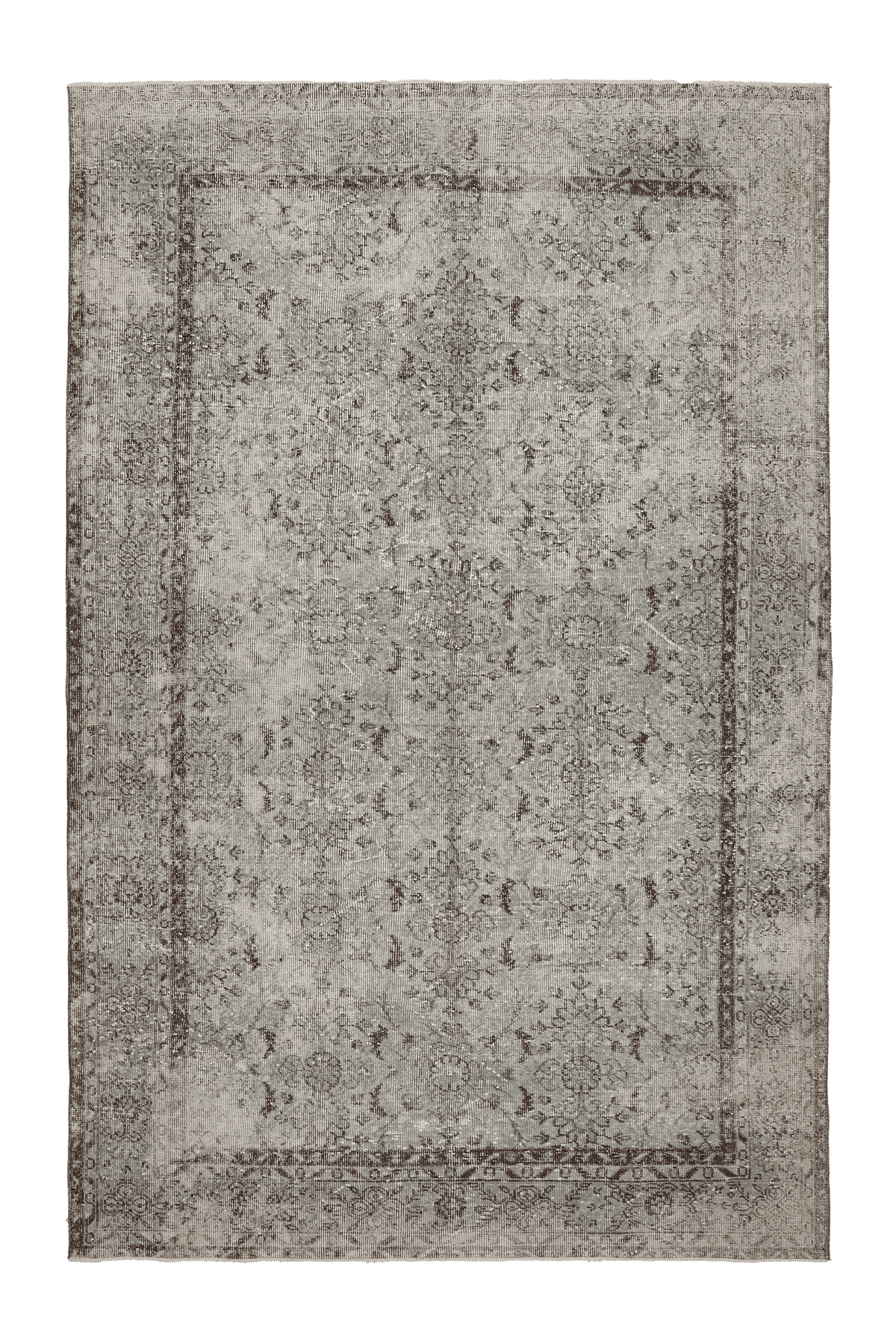 Vintage Isparta Turkish Area Rug 6x10 ft — Green & Beige Floral