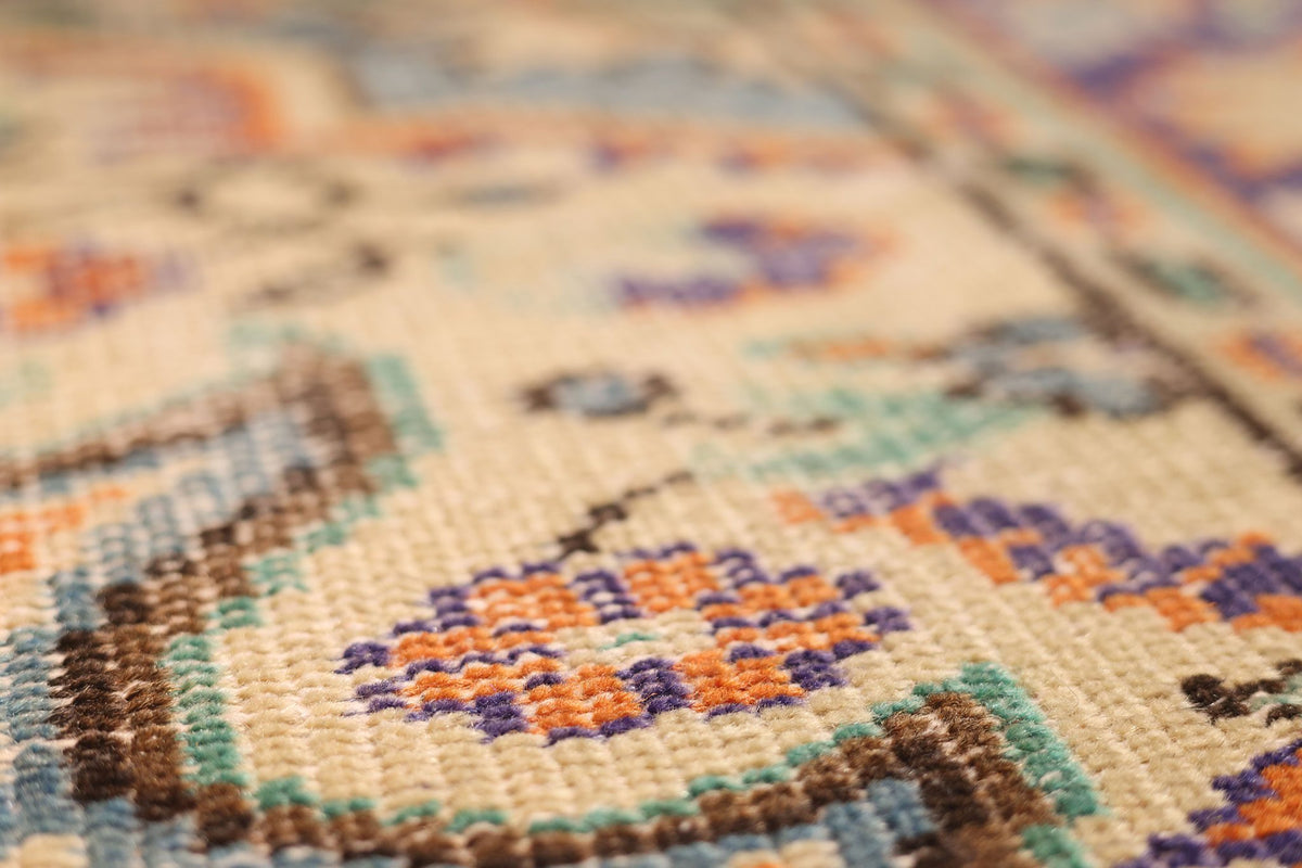 Vintage Isparta Turkish Area Rug 6x10 ft — Orange & Blue Floral