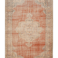 Vintage Isparta Turkish Area Rug 6x10 ft — Orange & Beige Floral