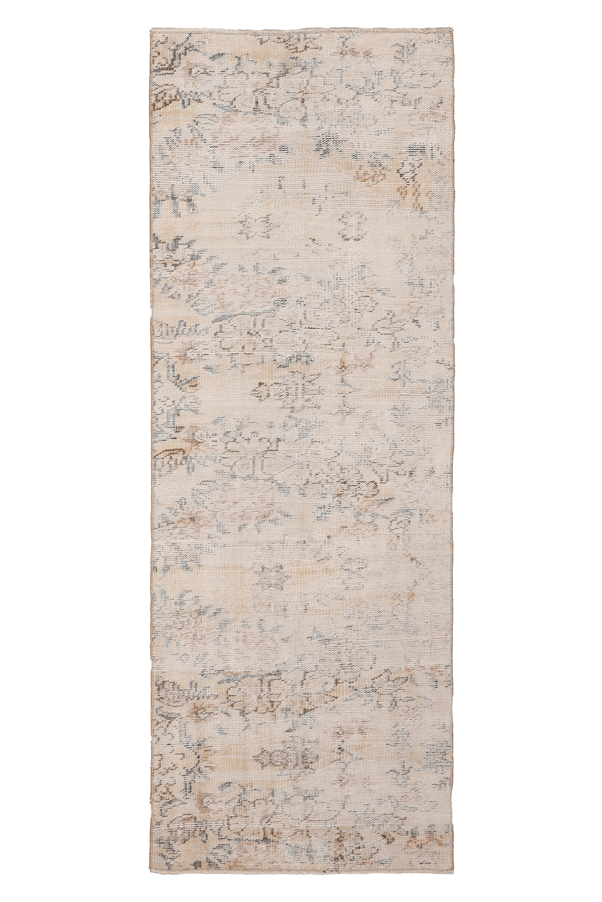 Vintage Manisa Turkish Runner Rug 2x7 ft — Beige & Gray Distressed