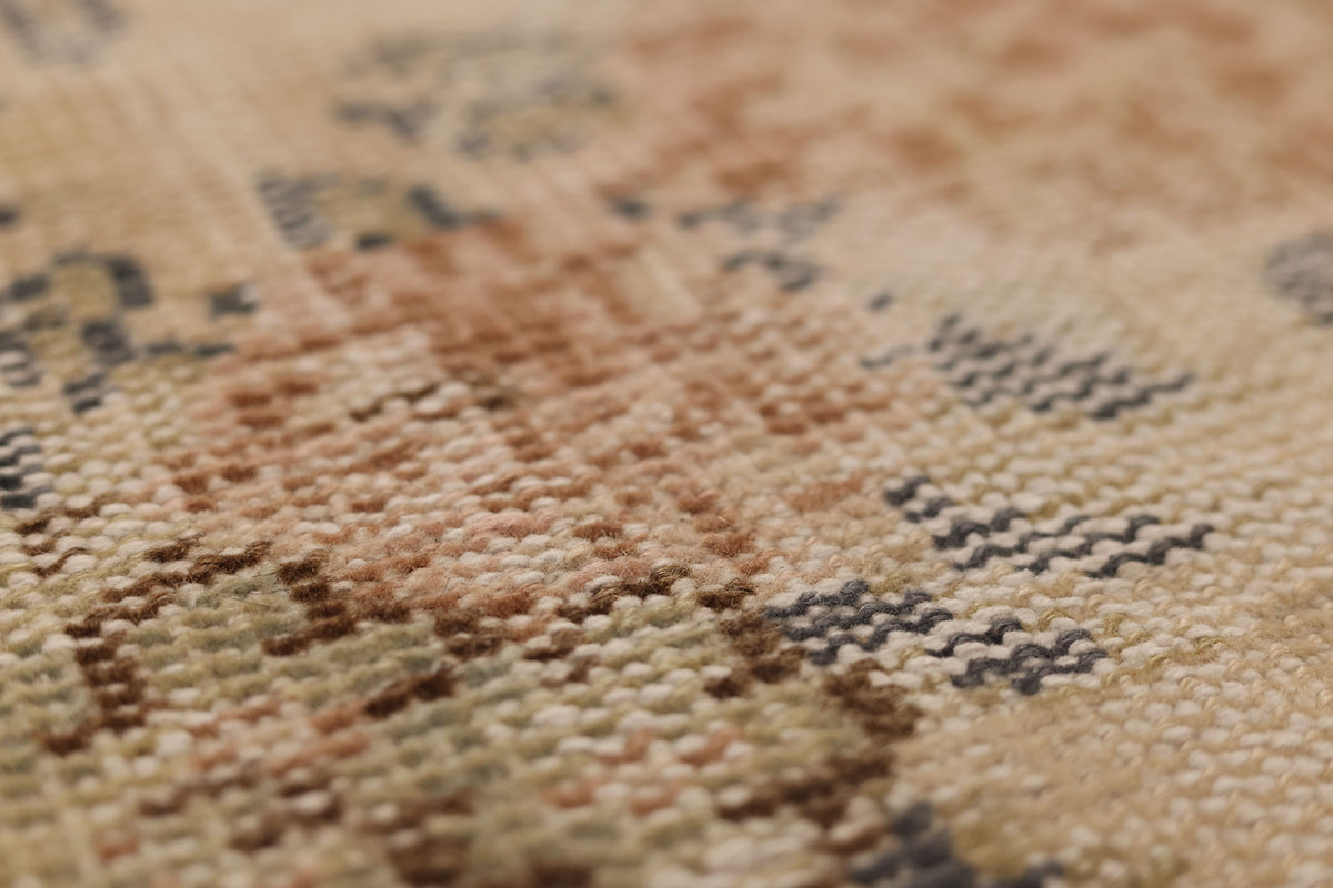 Vintage Manisa Turkish Runner Rug 2x8 ft — Beige & Brown Distressed