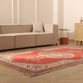 Vintage Isparta Turkish Area Rug 7x10 ft — Red & Beige Floral
