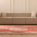 Vintage Isparta Turkish Area Rug 7x10 ft — Red & Beige Floral