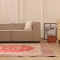 Vintage Isparta Turkish Area Rug 7x10 ft — Red & Beige Floral