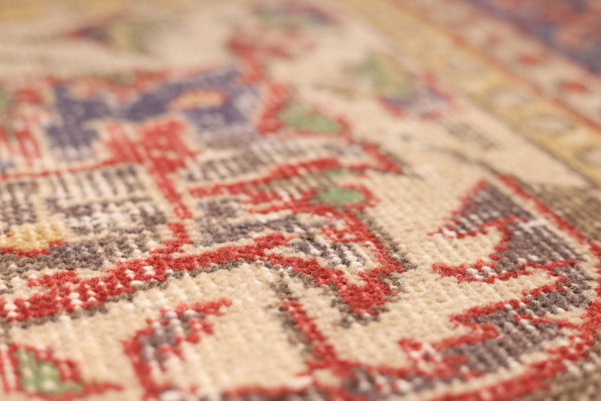 Vintage Isparta Turkish Area Rug 7x10 ft — Red & Beige Floral