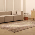 Vintage Isparta Turkish Area Rug 6x9 ft — Beige & Brown Floral