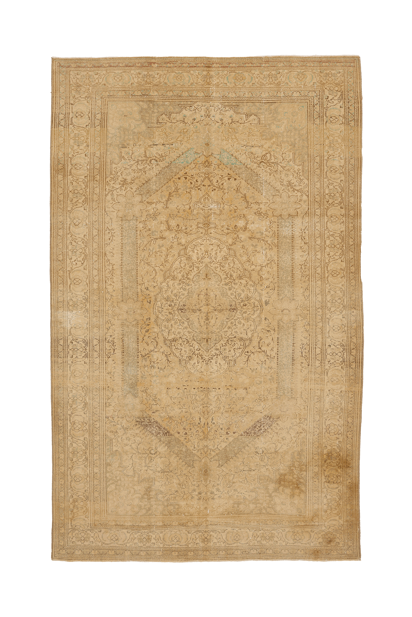 Vintage Uşak Turkish Area Rug 6x10 ft — Beige & Brown Floral
