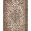 Vintage Isparta Turkish Area Rug 5x9 ft — Beige & Brown Floral