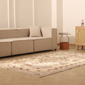 Vintage Isparta Turkish Area Rug 6x8 ft — Beige & Brown Floral