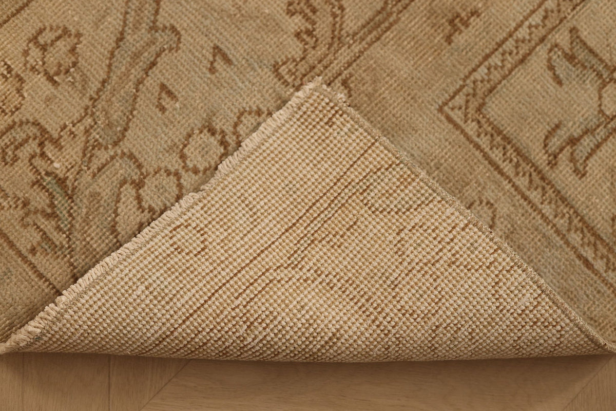 Vintage Isparta Turkish Runner Rug 2x6 ft — Beige & Brown Floral
