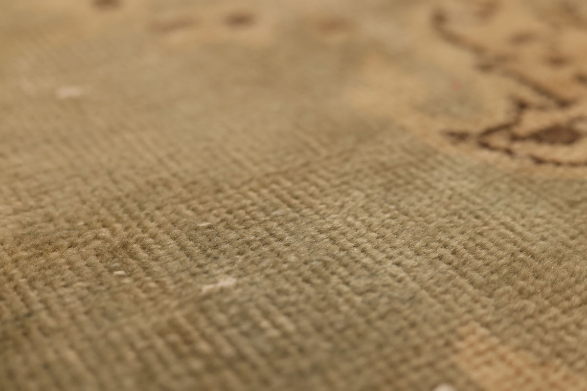 Vintage Isparta Turkish Runner Rug 2x5 ft — Beige & Green Distressed