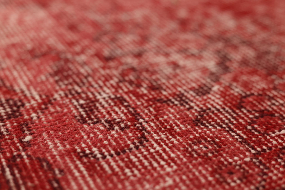 Vintage Isparta Turkish Runner Rug 2x11 ft — Red Overdyed