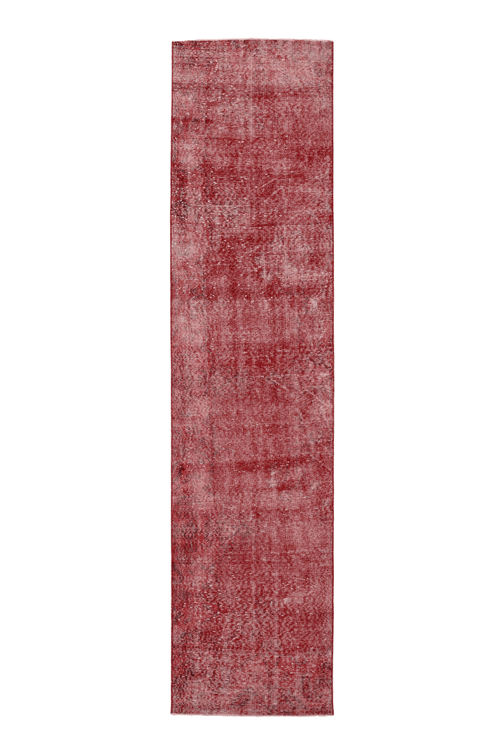 Vintage Isparta Turkish Runner Rug 2x11 ft — Red Overdyed