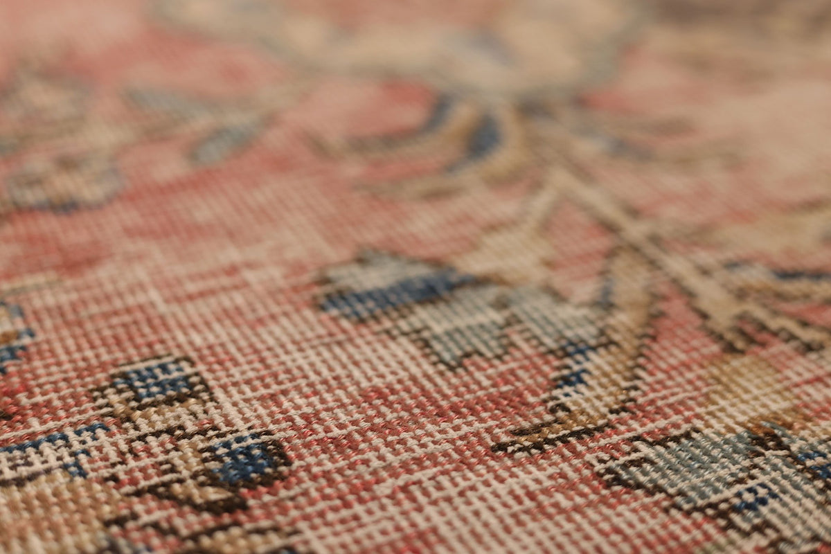Vintage Konya Turkish Runner Rug 2x9 ft — Red & Beige Floral
