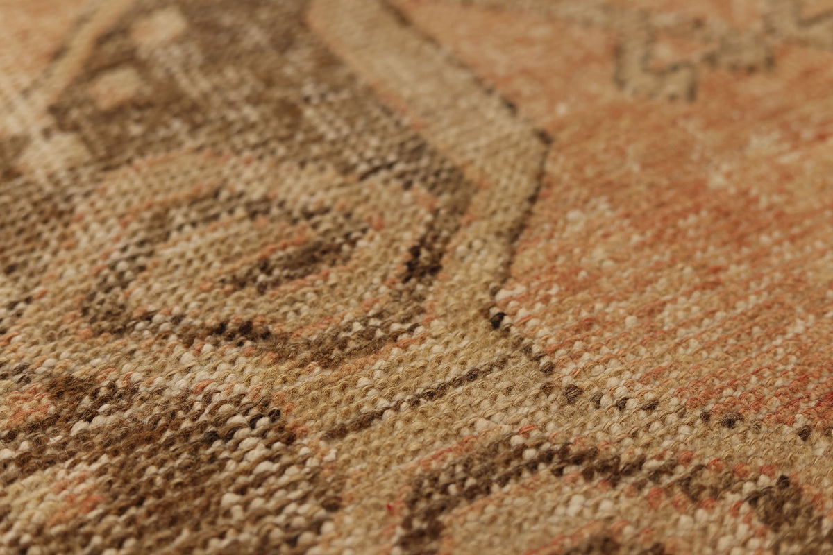 Vintage Malatya Turkish Runner Rug 3x11 ft — Orange & Brown Geometric (No. 36195)