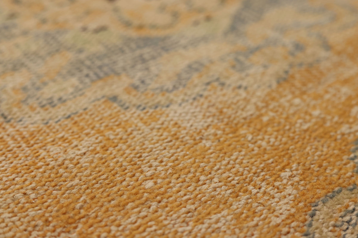 Vintage Manisa Turkish Runner Rug 2x8 ft — Orange & Gray Distressed
