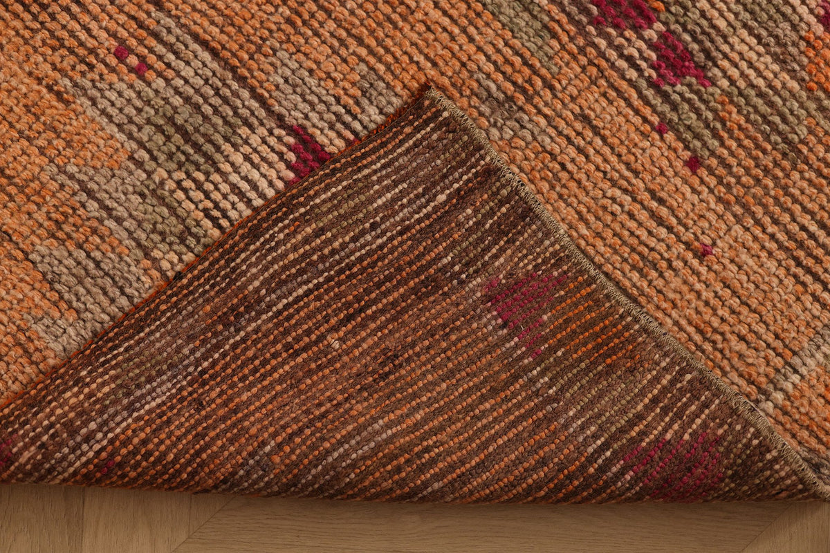 Vintage Southeastern Persian Style Runner Rug 3x10 ft — Orange & Red Geometric