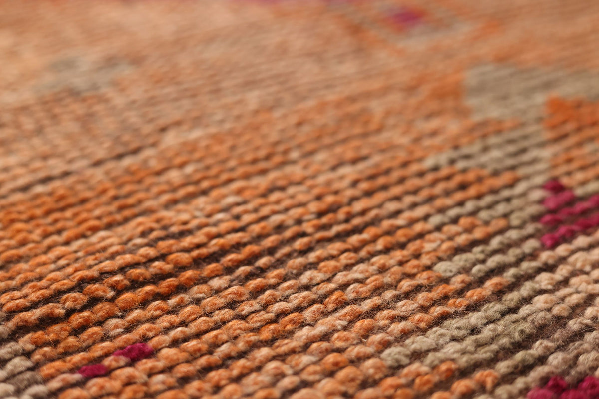 Vintage Southeastern Persian Style Runner Rug 3x10 ft — Orange & Red Geometric