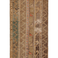 Vintage Malatya Turkish Doormat 1x4 ft — Brown & Green Stripped