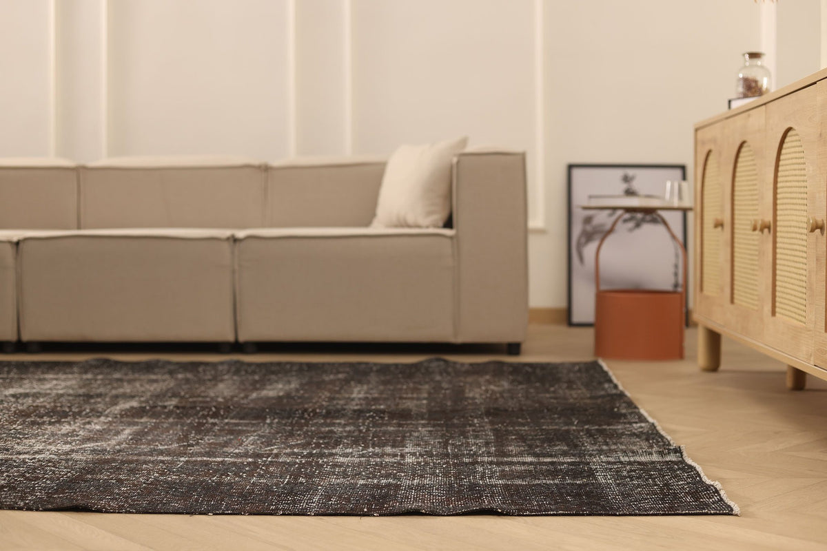 Vintage Isparta Turkish Area Rug 7x10 ft — Gray Overdyed