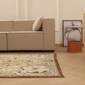 Vintage Isparta Turkish Area Rug 5x8 ft — Green & Beige Floral