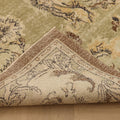 Vintage Isparta Turkish Area Rug 5x8 ft — Green & Beige Floral