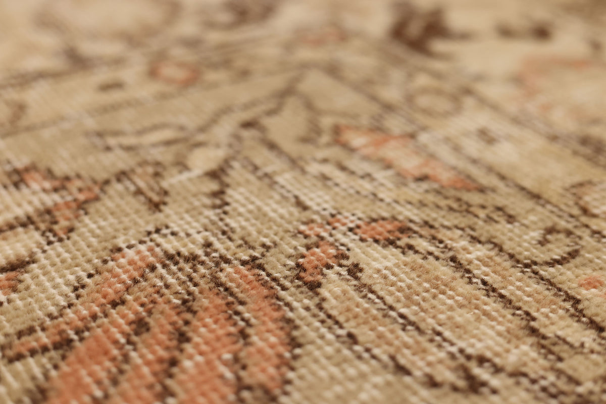 Vintage Isparta Turkish Area Rug 5x8 ft — Beige & Brown Floral (No. 36984)