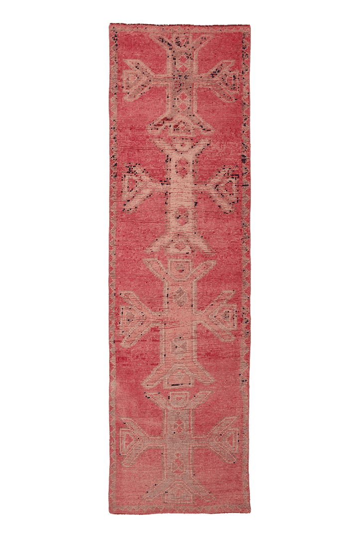 Vintage Southeastern Persian Style Runner Rug 3x10 ft — Pink & Beige Southwestern
