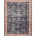 Vintage Isparta Turkish Area Rug 7x9 ft — Blue & Beige Floral