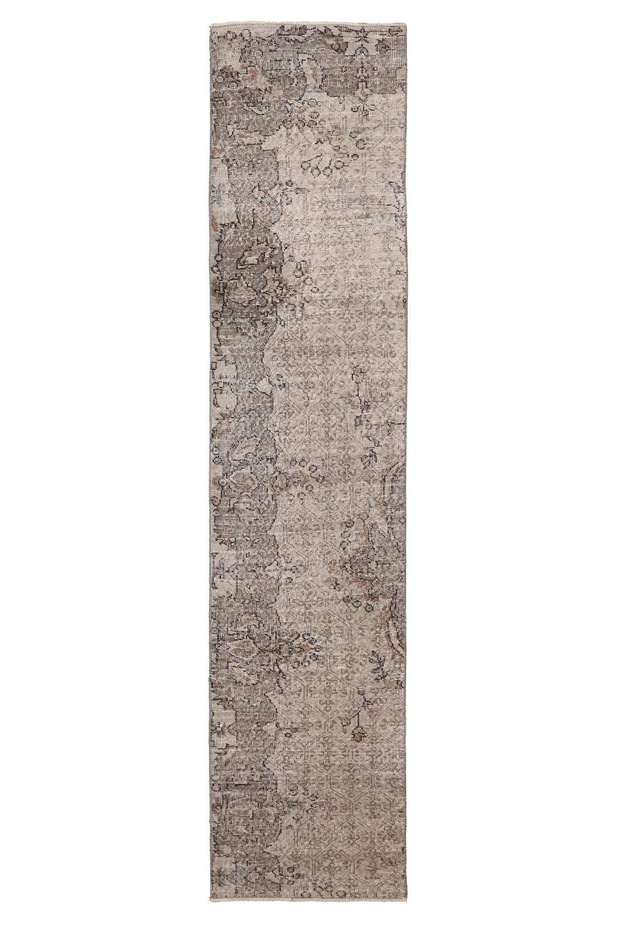 Vintage Isparta Turkish Runner Rug 2x9 ft — Beige & Gray Distressed (No. 37037)