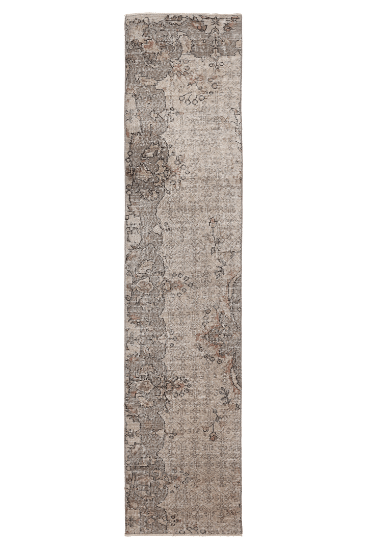Vintage Isparta Turkish Runner Rug 2x9 ft — Beige & Gray Distressed (No. 37037)
