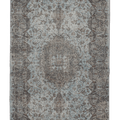 Vintage Isparta Turkish Area Rug 5x8 ft — Blue & Gray maximalist