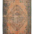 Vintage Manisa Turkish Area Rug 5x9 ft — Orange & Blue Floral (No. 37051)