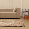 Vintage Isparta Turkish Area Rug 5x9 ft — Beige & Pink Floral (No. 37064)